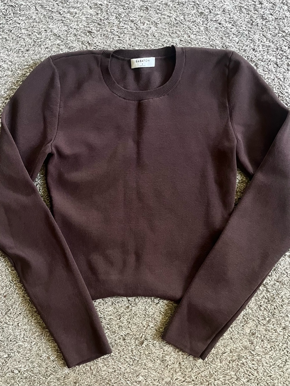 Aritzia Babaton Brown Thick Long Sleeve Athletic Top Size Small